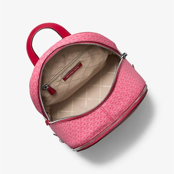 Michael kors Rhea Medium Color-Block Signature Logo Backpack (Dark Raspberry) - Picture 8 of 9